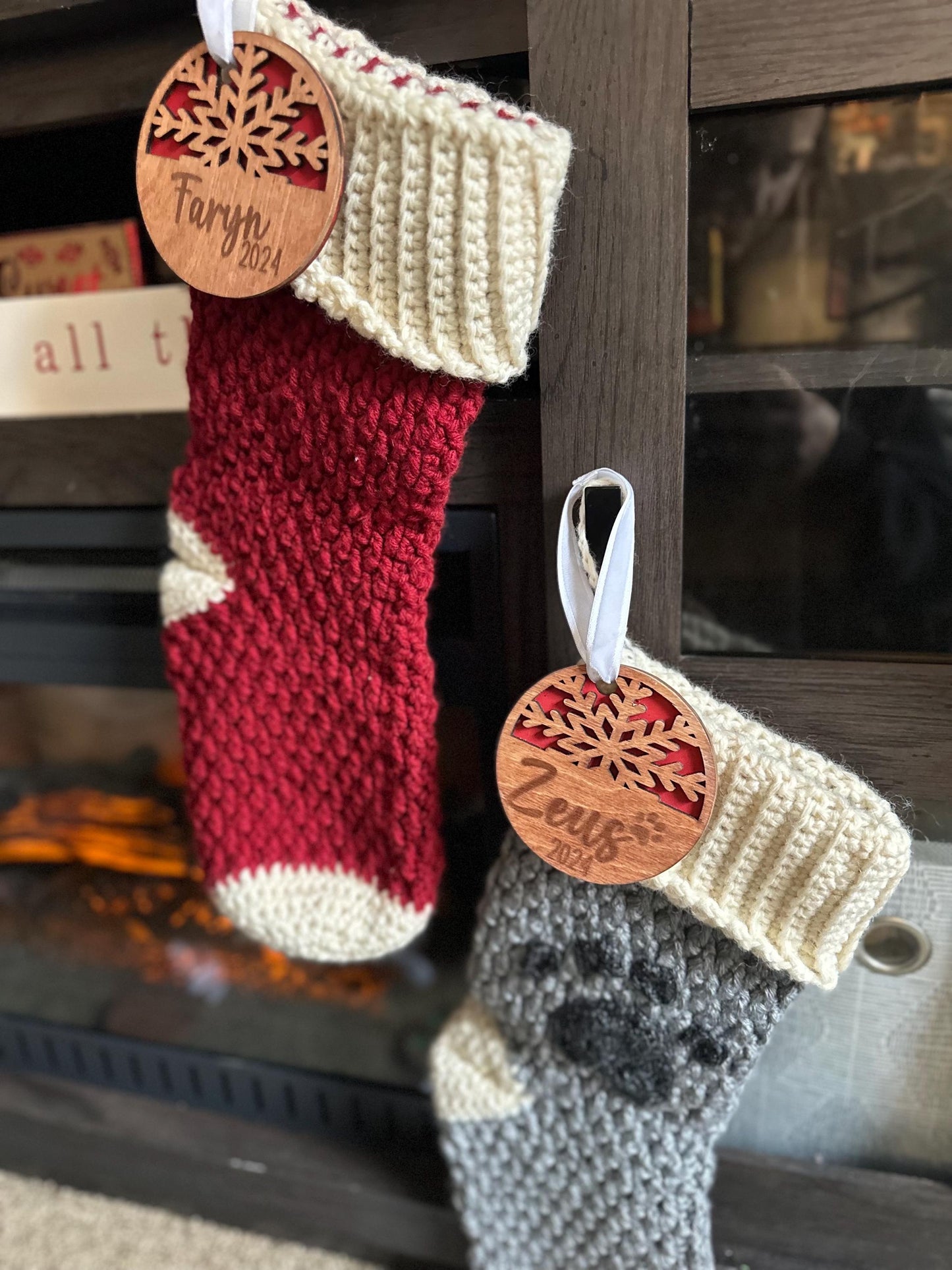 Personalized Wooden Snowflake Ornament | Custom Stocking Tag | Holiday Name Ornament