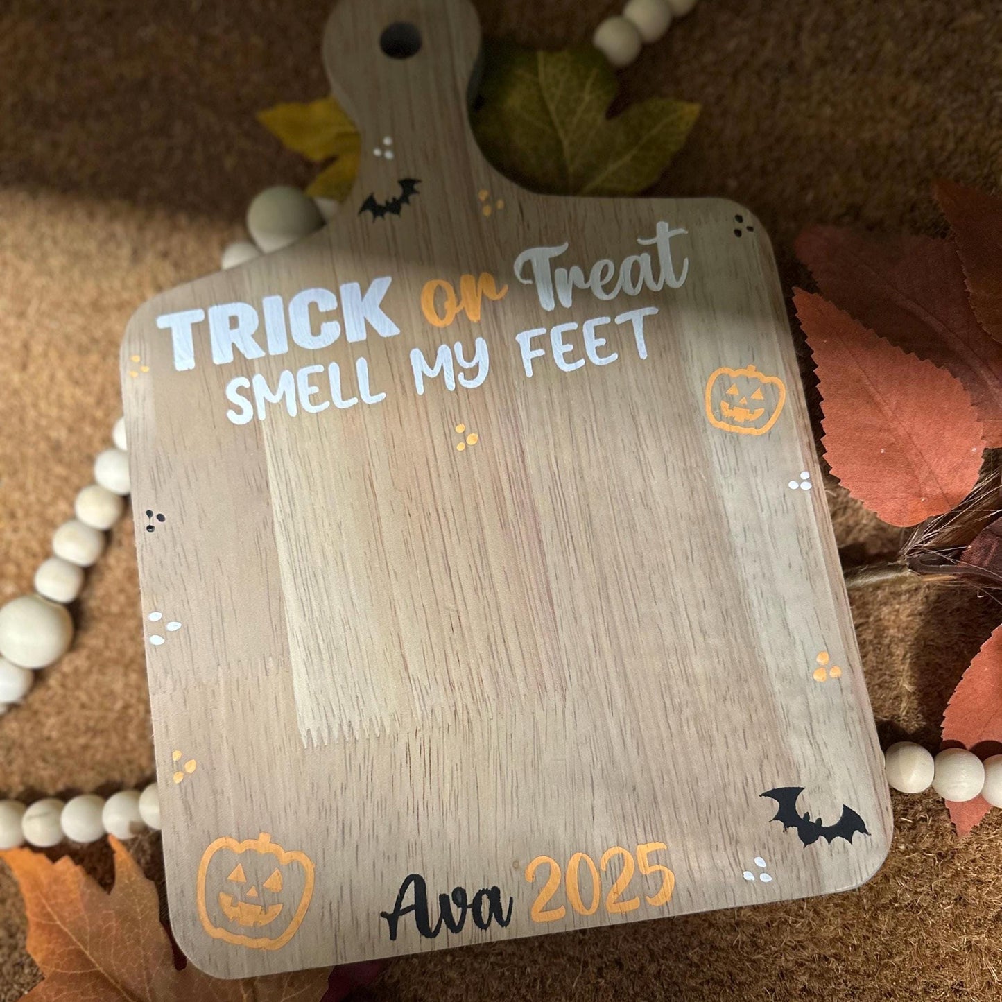 Personalized Halloween Footprint Sign: Baby's First Halloween Keepsake