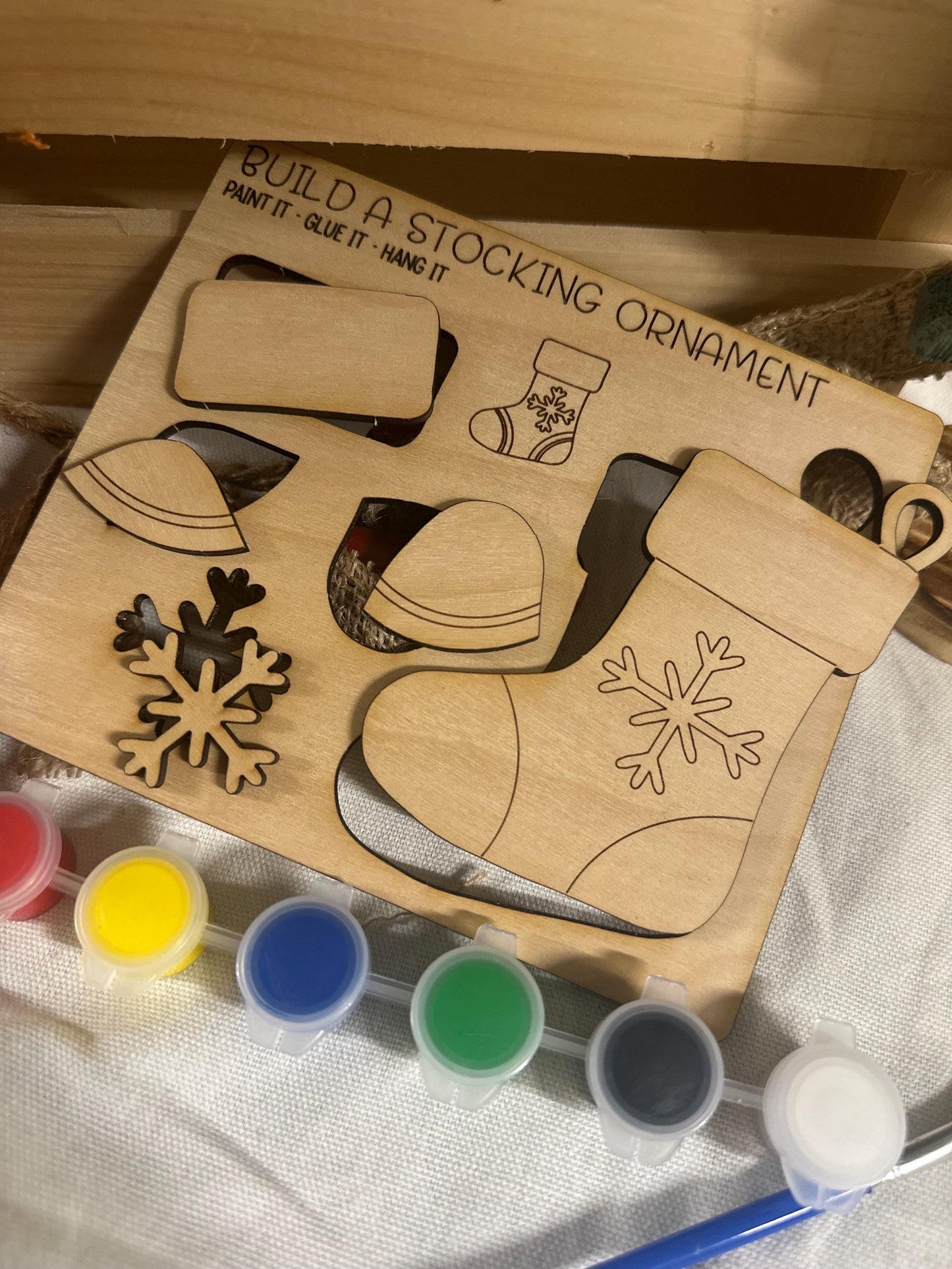 Kids DIY Stocking Ornament Painting Kit • Christmas Craft