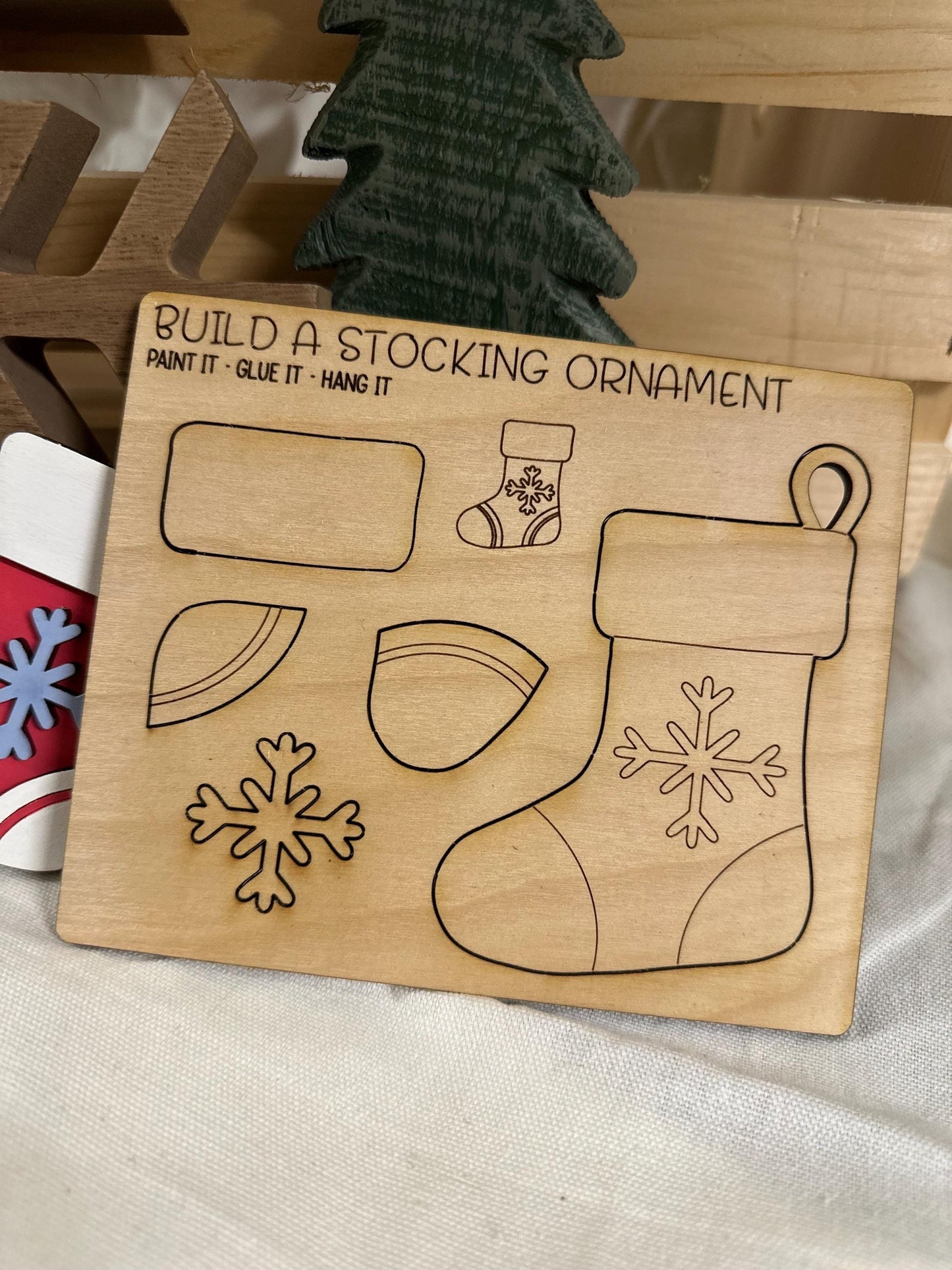 Kids DIY Stocking Ornament Painting Kit • Christmas Craft