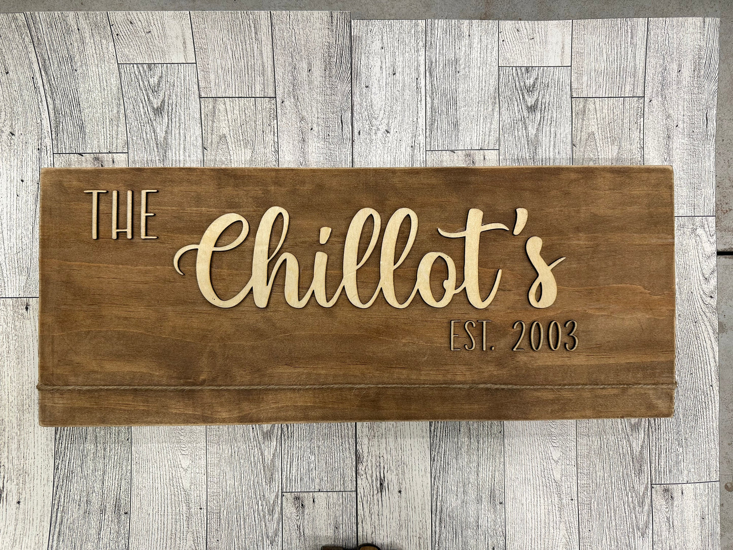 Personalized Wooden Photo Display: Rustic Family Name Sign