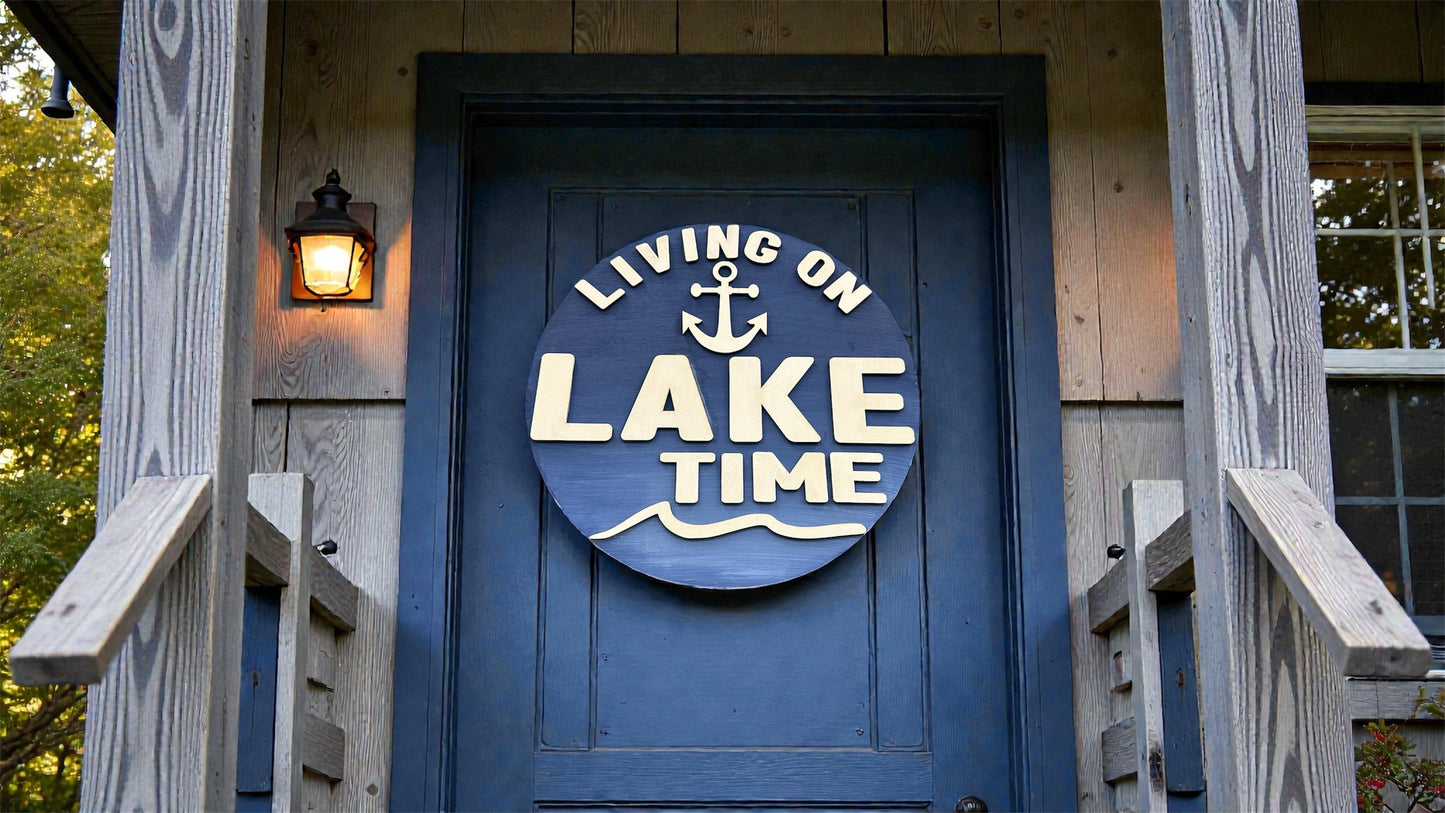 Lake House Sign: Baltic Birch Wood Door Hanger