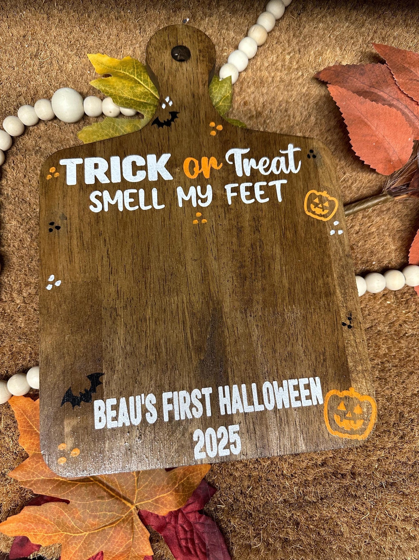 Personalized Halloween Footprint Sign: Baby's First Halloween Keepsake