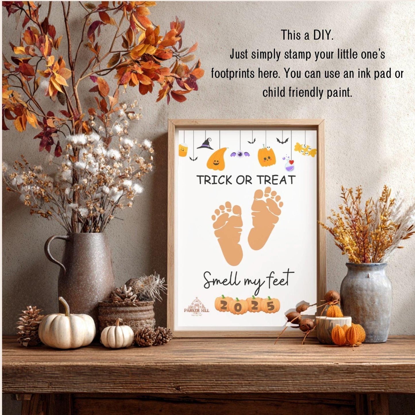 Baby's First Halloween Footprint Art: Trick or Treat Keepsake (Digital Download)
