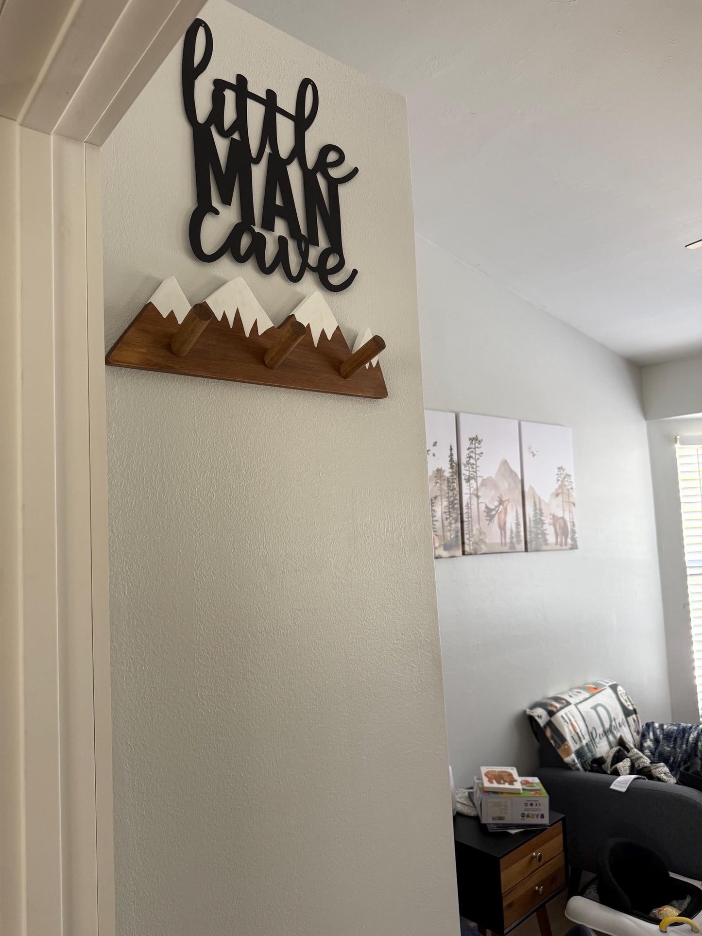 Mountain Wall Hook | Handcrafted Wooden Wall Decor | Rustic Nursery or Adventure Inspired Home Accent