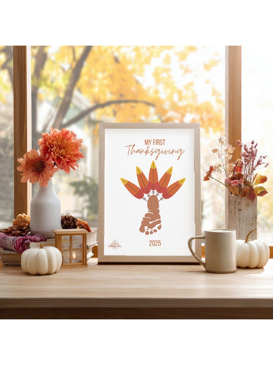 Baby Footprint Turkey Thanksgiving Keepsake: First Holiday 2025 (Digital Download)