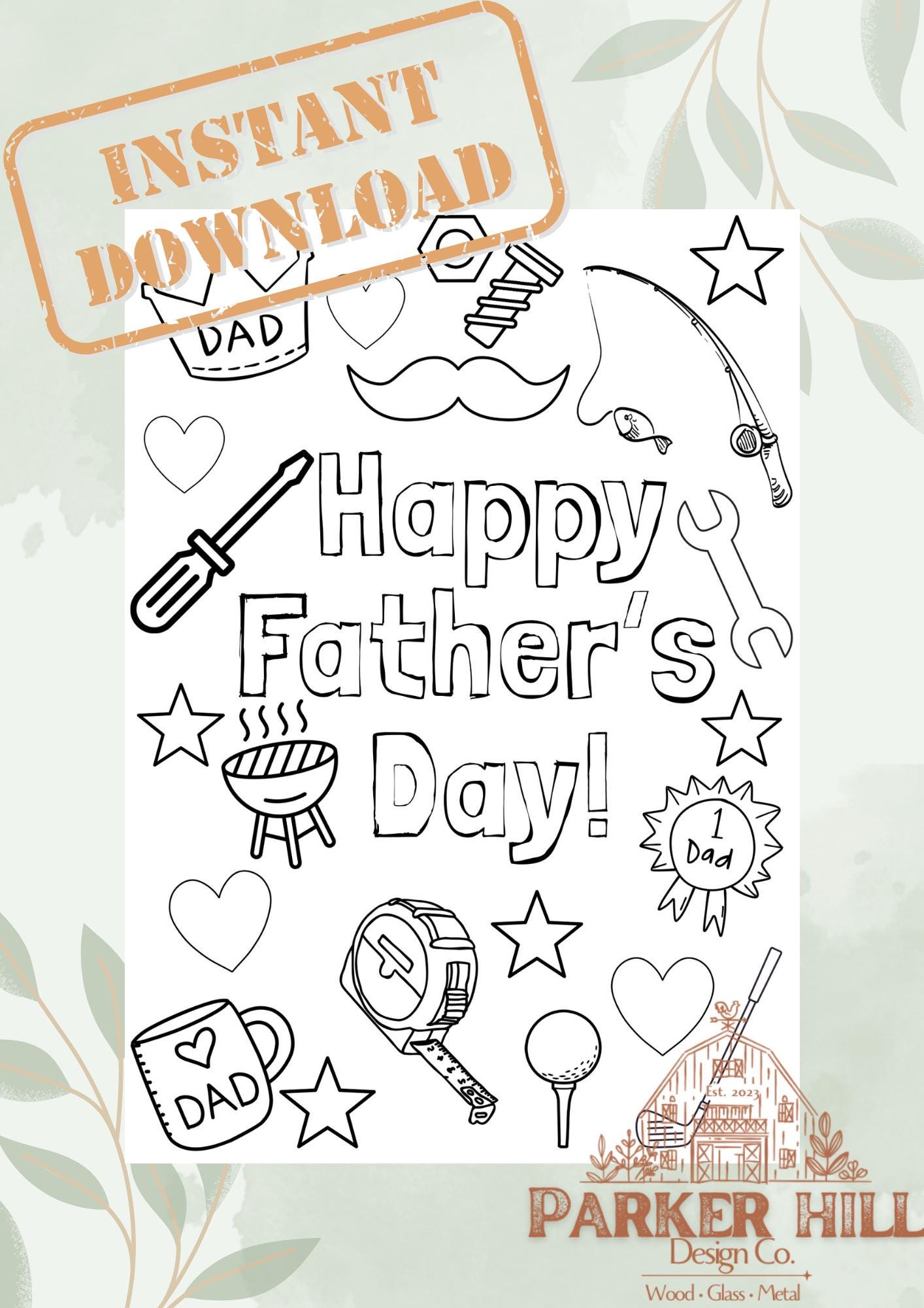 Father's Day Worksheet & Coloring Page: All About My Dad (Digital Download, PDF 8.5x11in