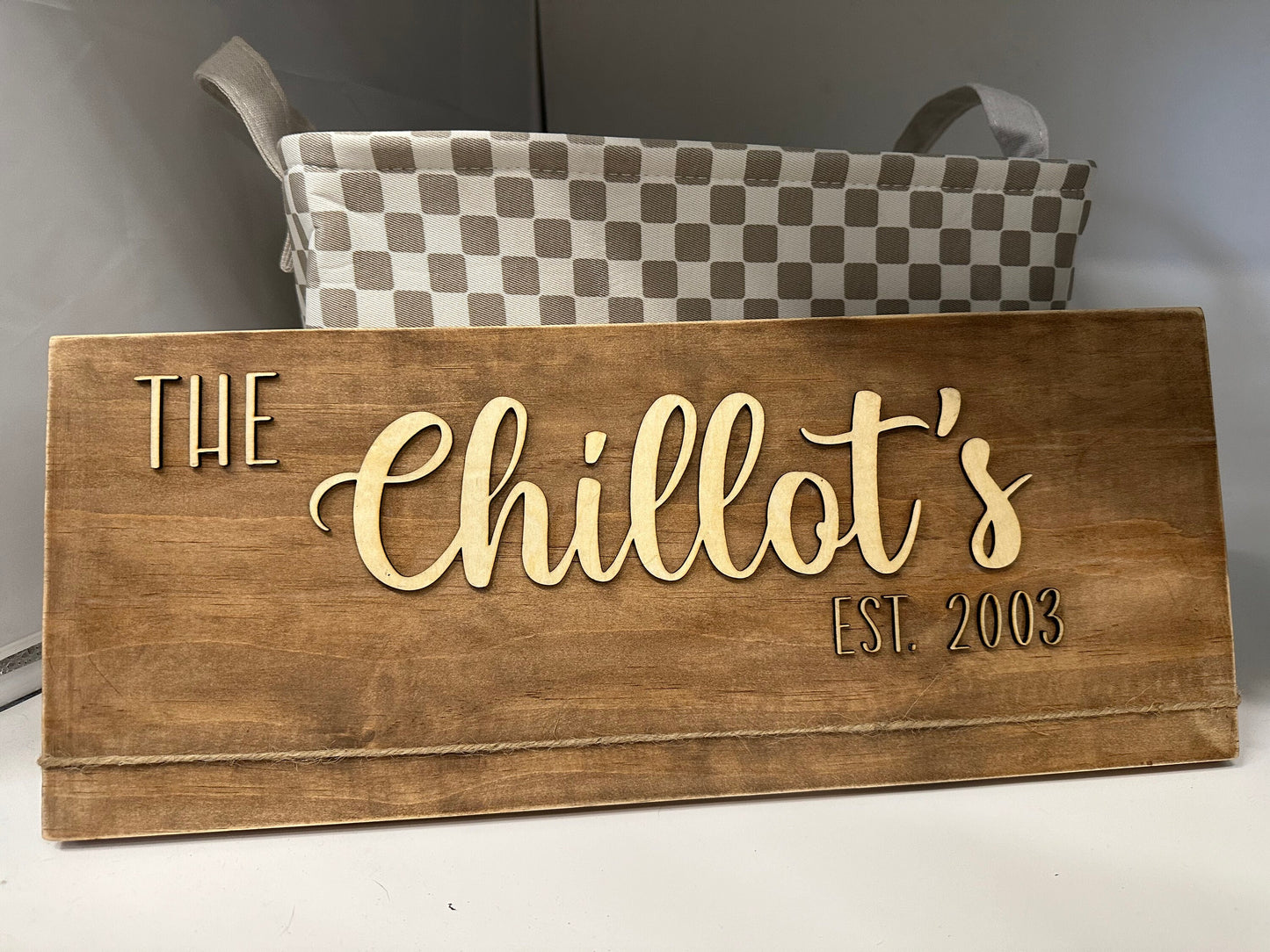 Personalized Wooden Photo Display: Rustic Family Name Sign