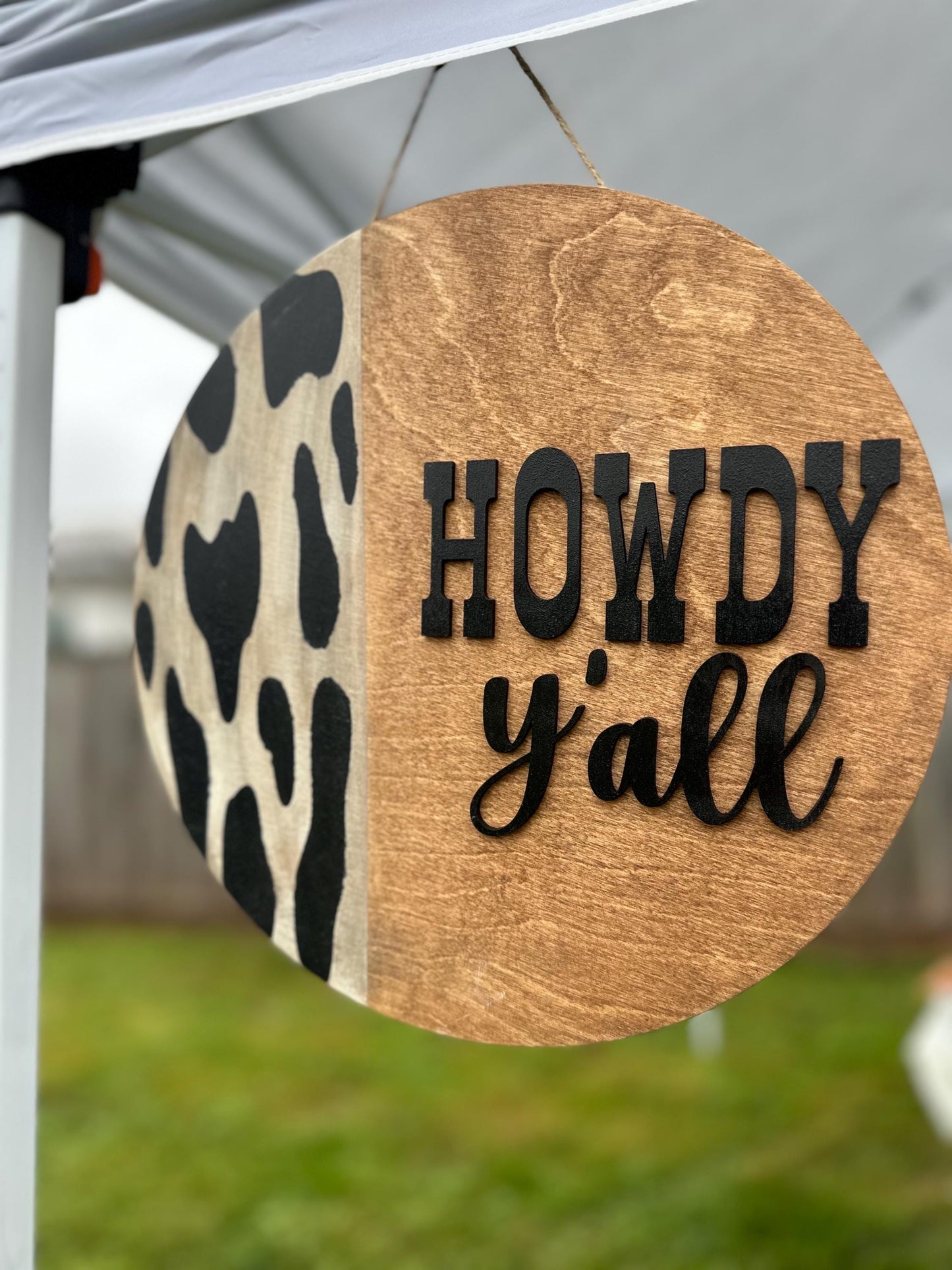 Farmhouse Cow Door Hanger: Rustic Baltic Birch Wood Sign