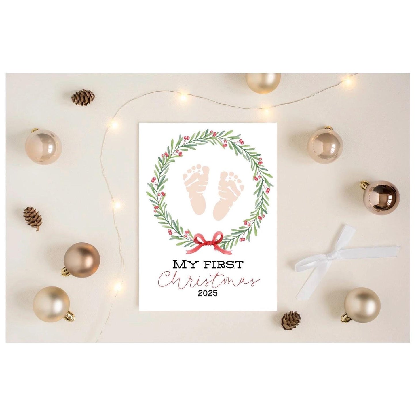 Baby's First Christmas Footprint Art Keepsake: Mistletoe Design (Digital Download 2025)