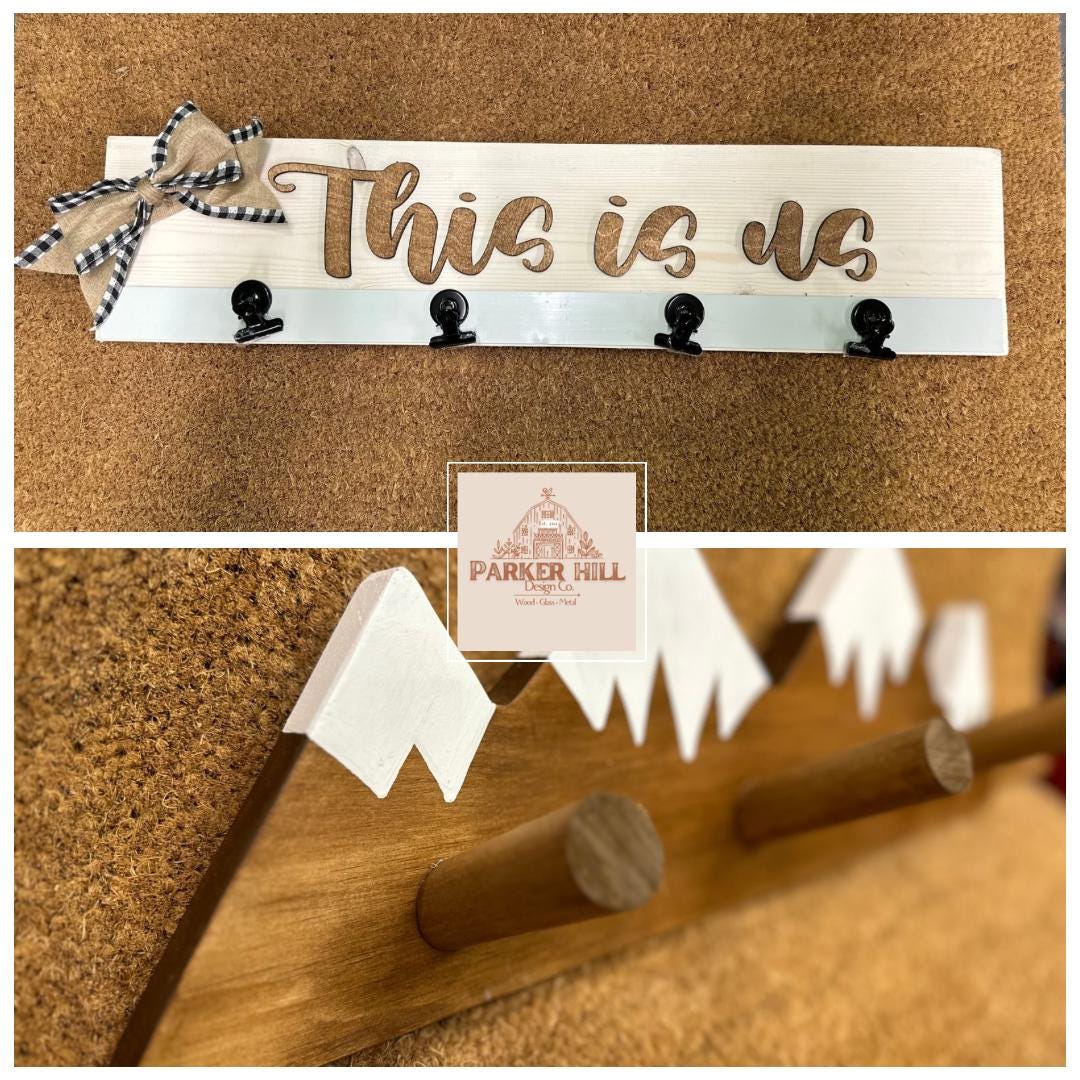 Personalized Grandkids Photo Display: Wooden Brag Board with Clips