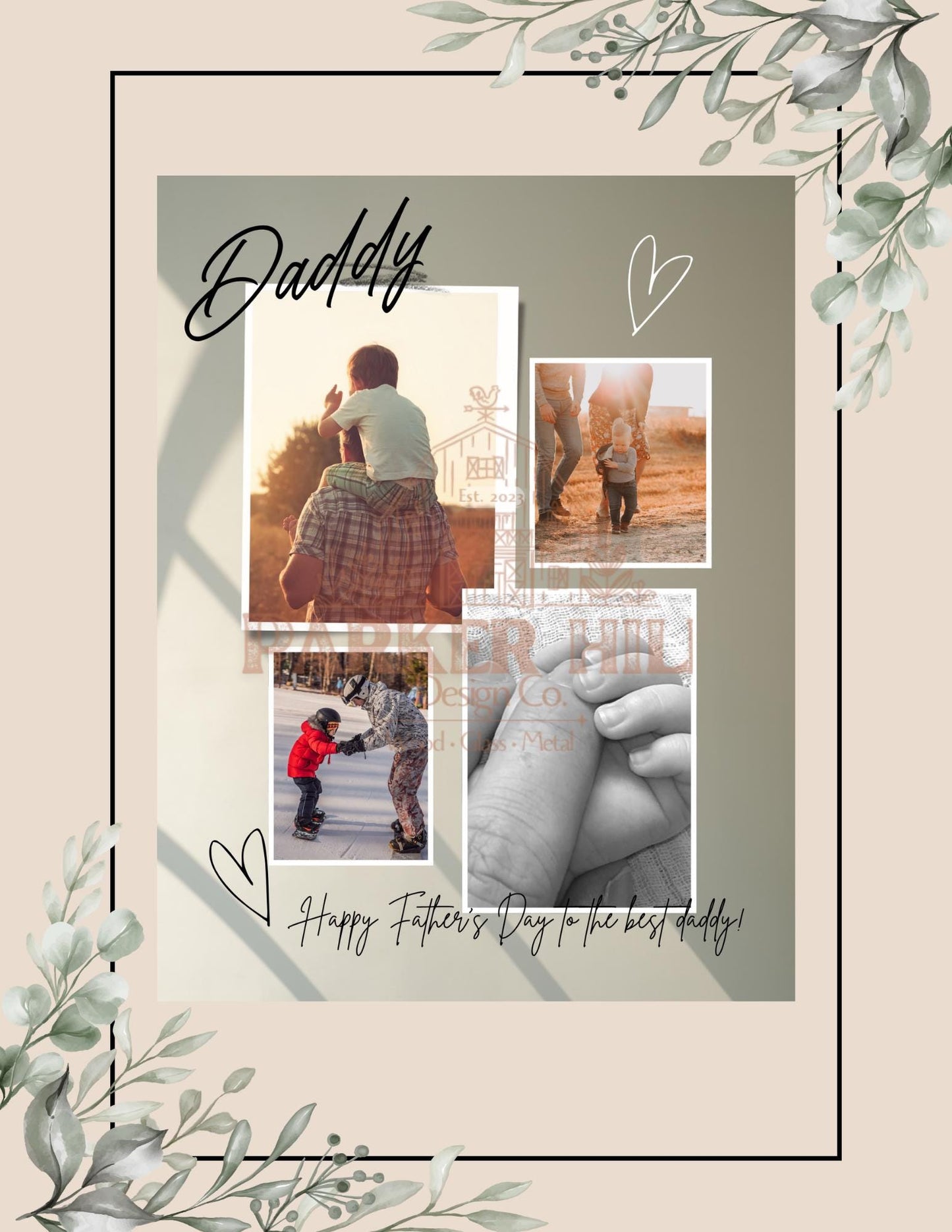 Father's Day Photo Collage Gift: Customizable Floral Wall Art (Digital Download