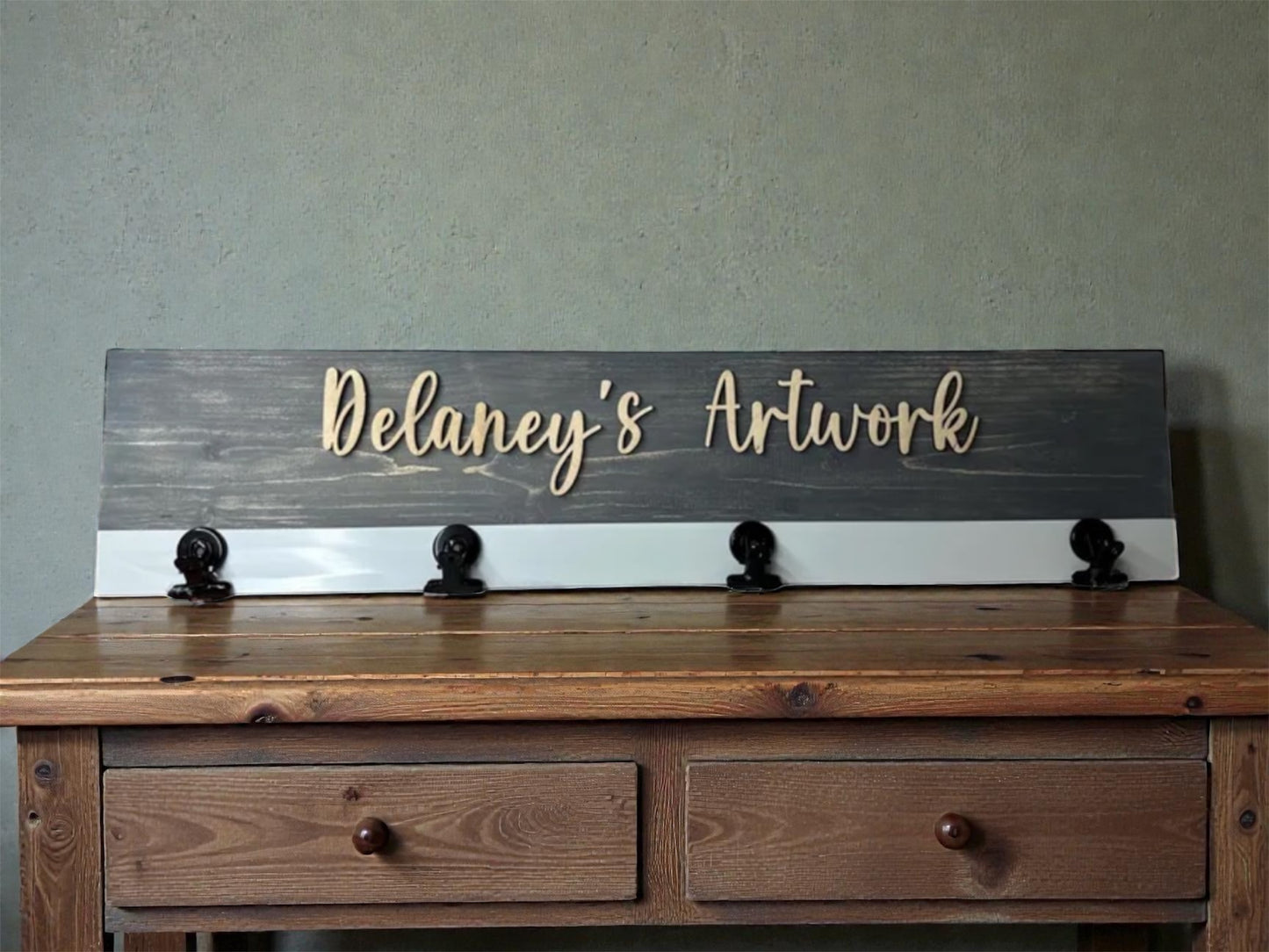 Personalized Kids Artwork Display: Wooden Magnet Board