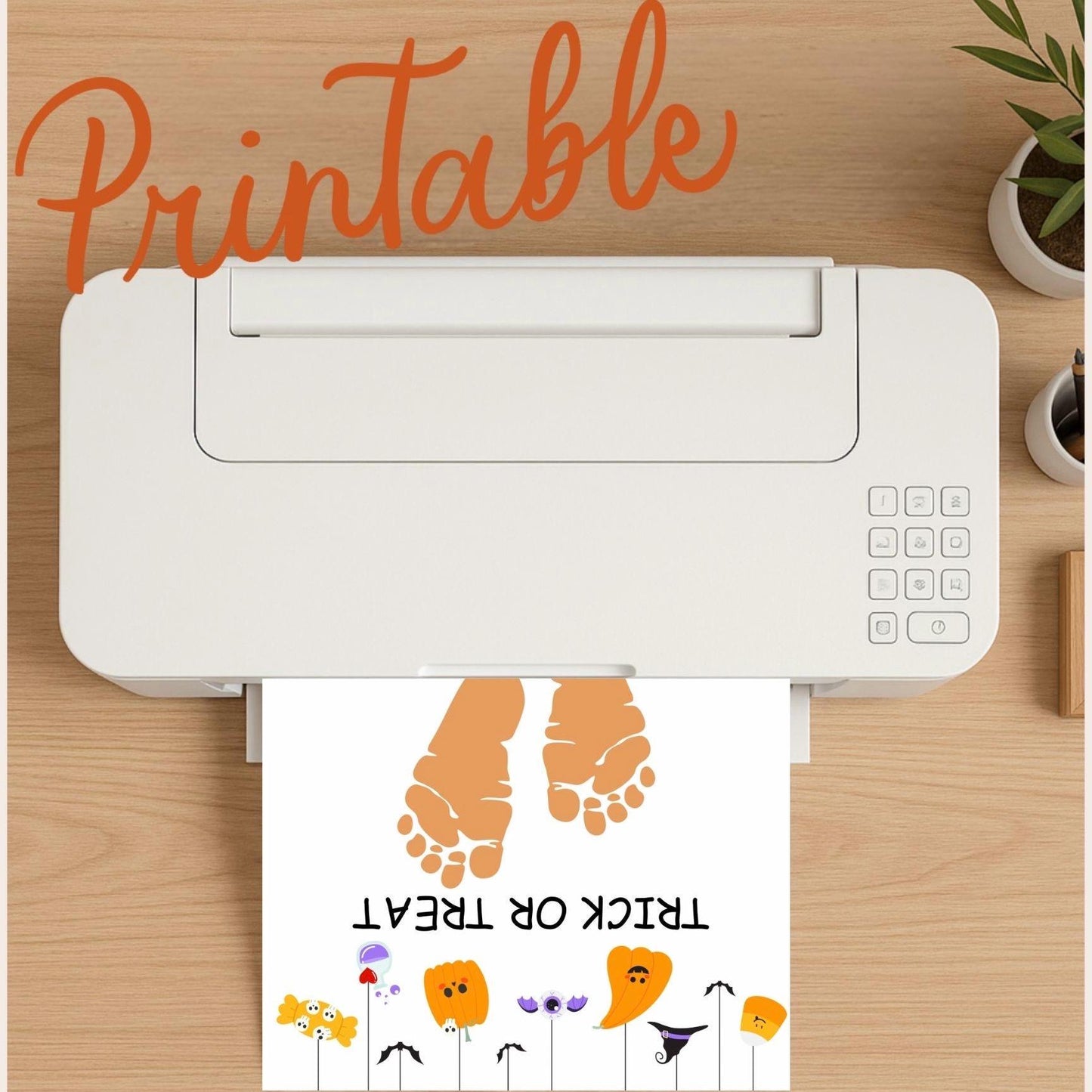 Baby's First Halloween Footprint Art: Trick or Treat Keepsake (Digital Download)