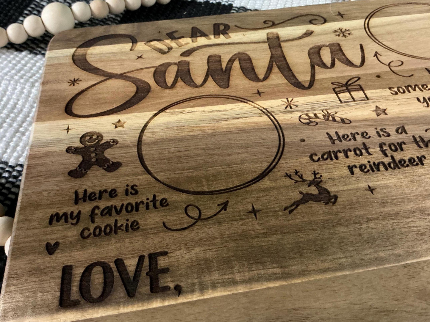 Personalized Santa Treat Board: Engraved Acacia Wood Christmas Eve Cookie Tray