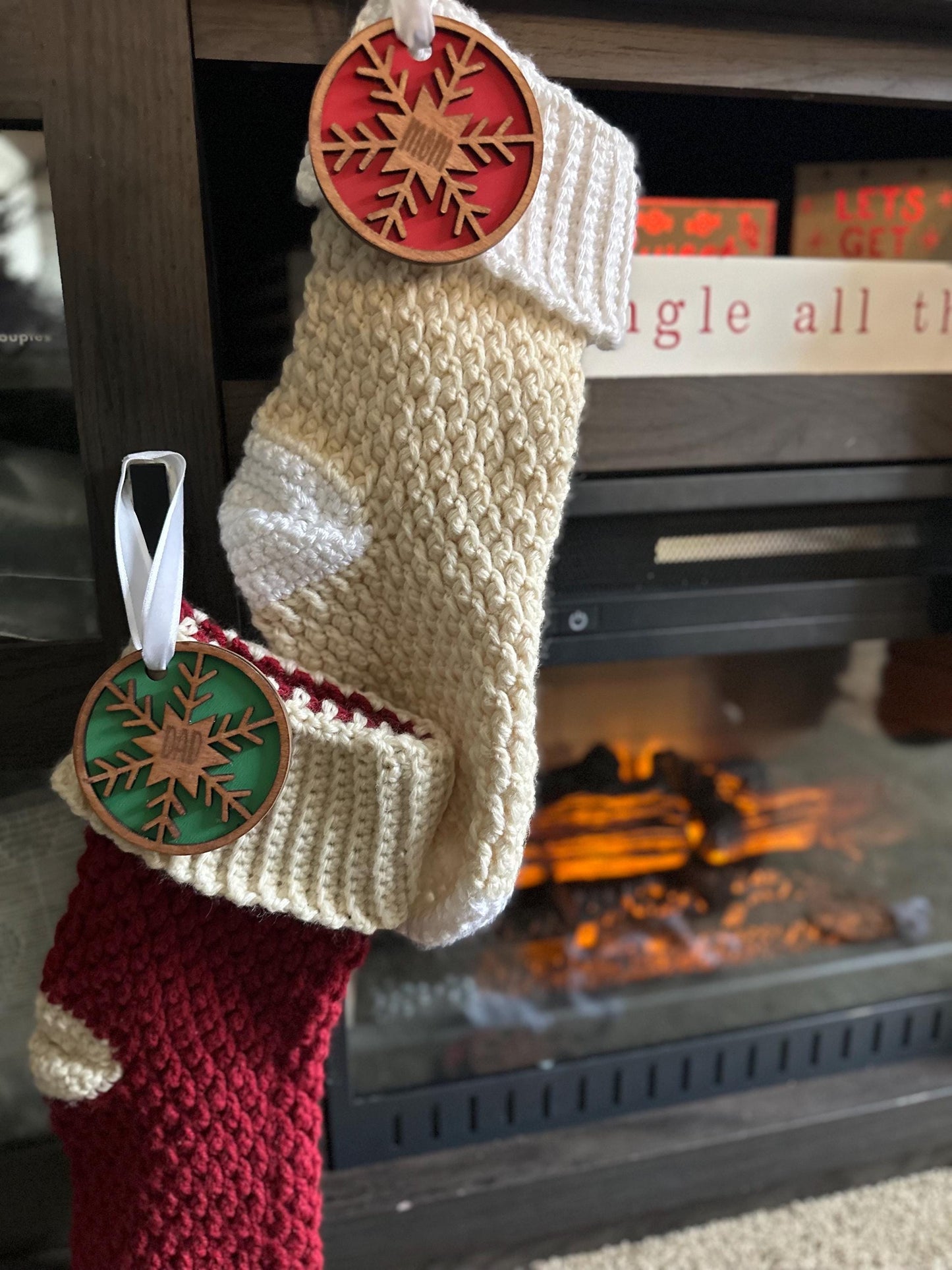 Personalized Wooden Snowflake Ornament | Custom Stocking Tag | Holiday Name Ornament