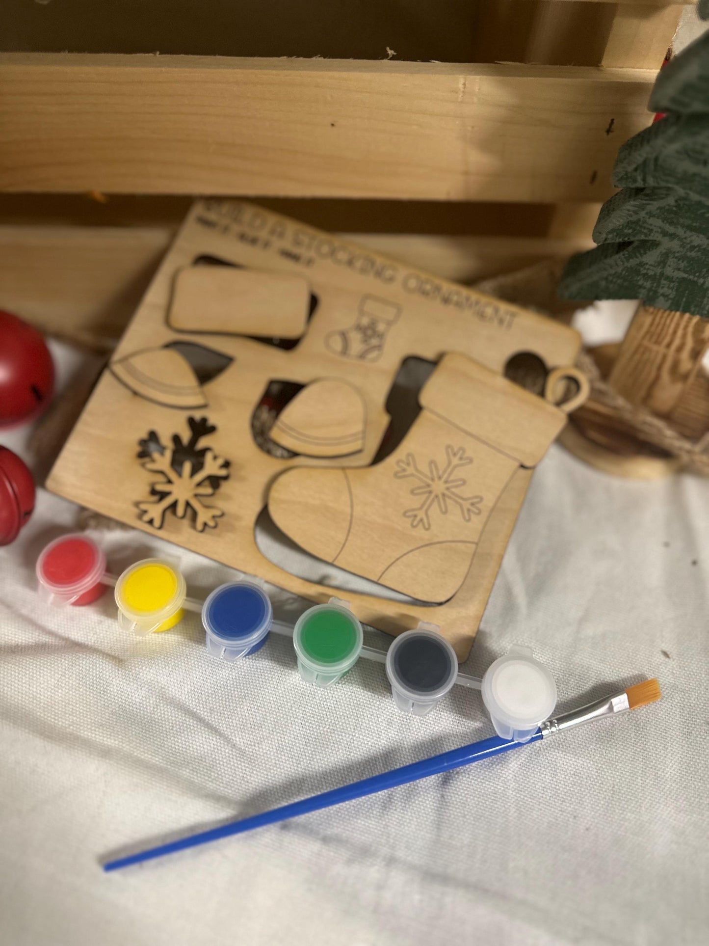 Kids DIY Stocking Ornament Painting Kit • Christmas Craft