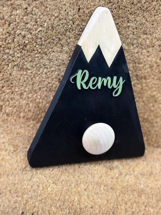 Mountain Wall Hook | Handcrafted Wooden Wall Decor | Rustic Nursery or Adventure Inspired Home Accent