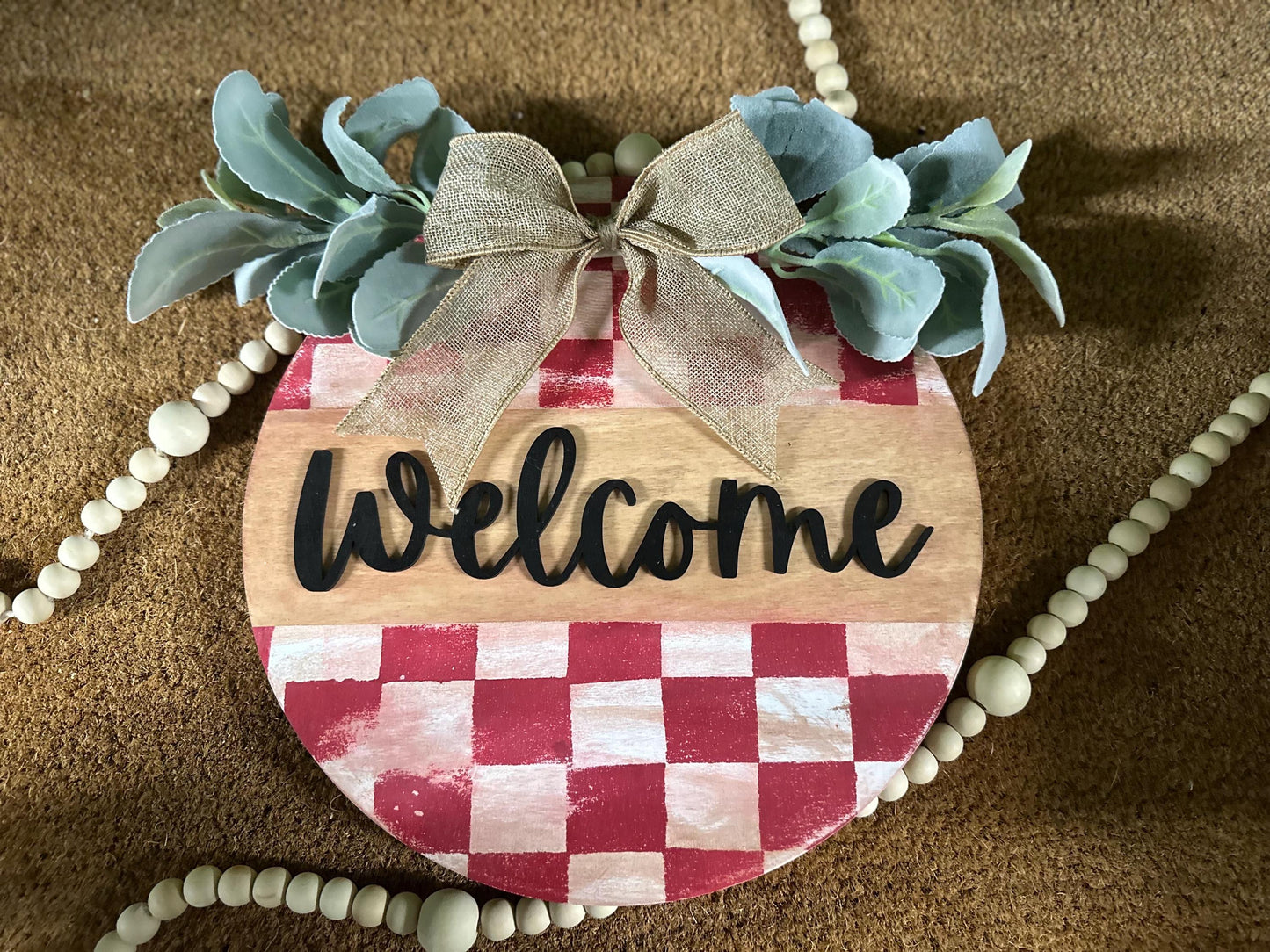 American Flag Door Hanger: Patriotic Welcome, Rustic Wood