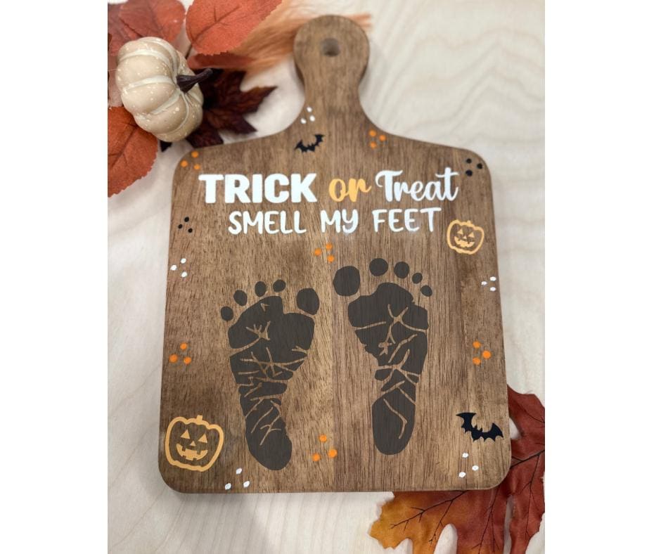 Personalized Halloween Footprint Sign: Baby's First Halloween Keepsake