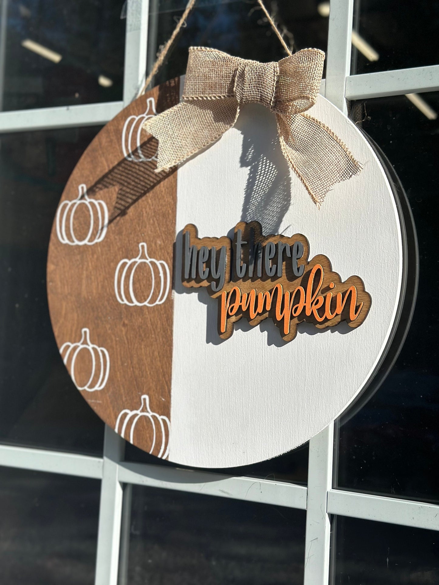 Hey There Pumpkin Door Sign: 3D Wood Lettering, Fall Welcome