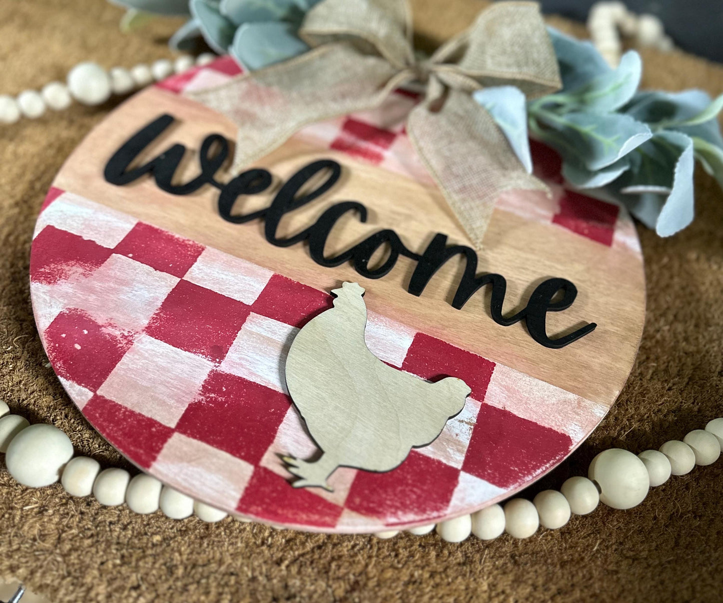 American Flag Door Hanger: Patriotic Welcome, Rustic Wood