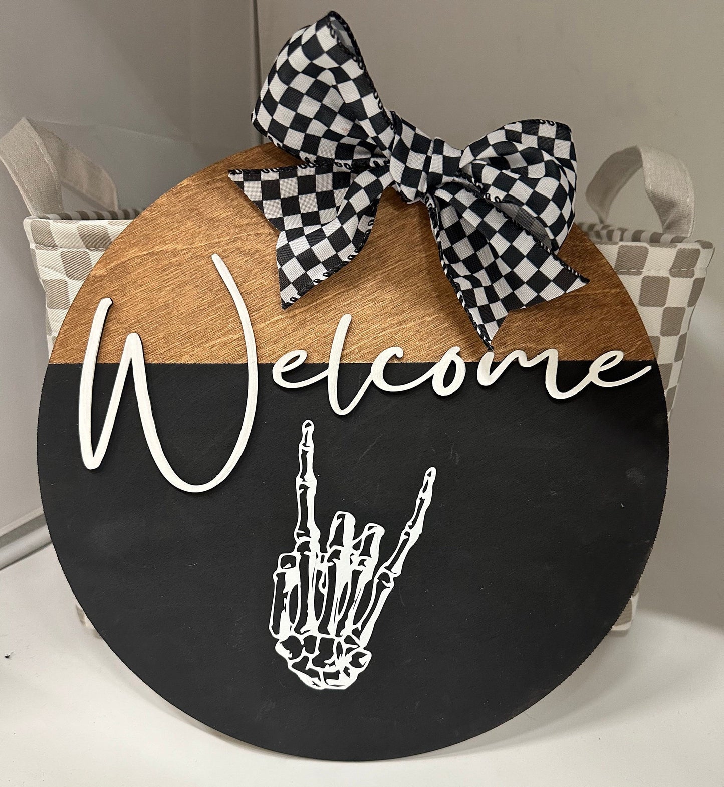 Skeleton Hand Welcome Sign: Handmade Halloween Door Hanger