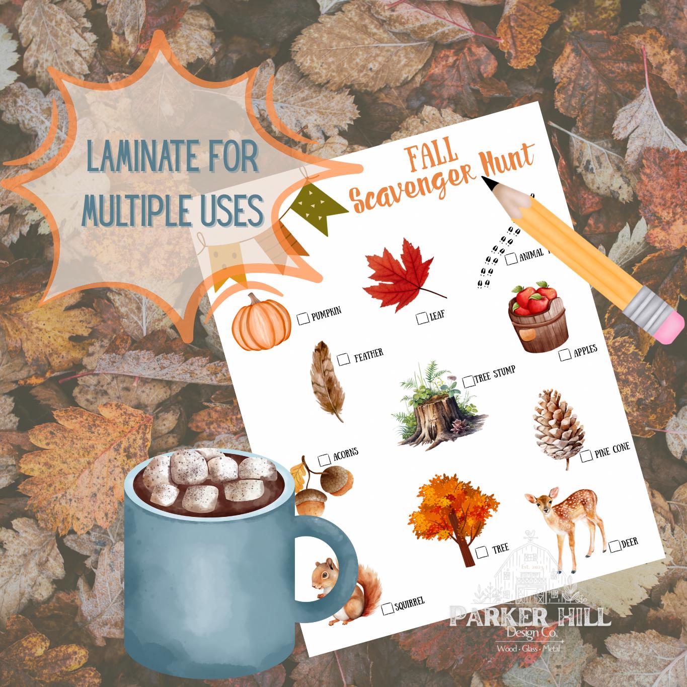 Fall Scavenger Hunt Printable: Autumn Outdoor Activity (Digital Download)