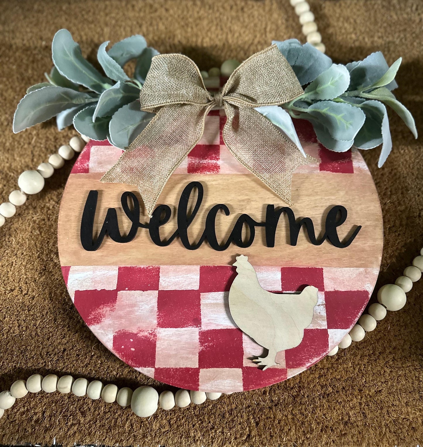 American Flag Door Hanger: Patriotic Welcome, Rustic Wood