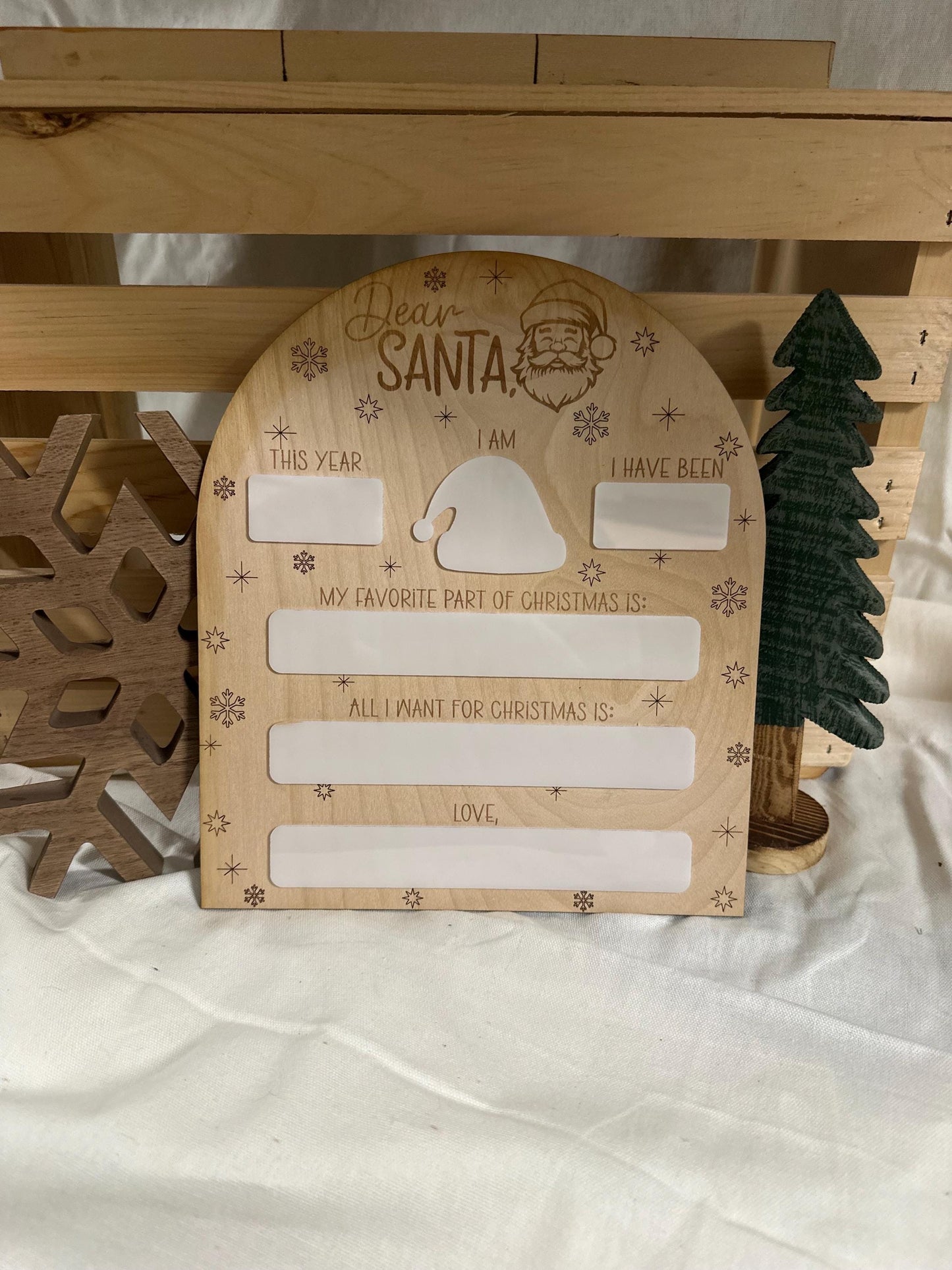 Dear Santa Board: Wooden Christmas Wish List, Keepsake Photo Prop