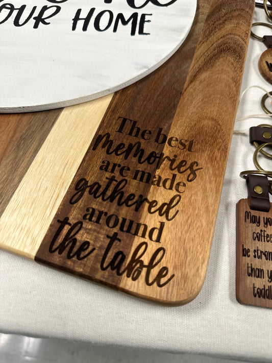 Engraved Acacia Wood Cutting Board: Personalized Recipe Gift, 15"