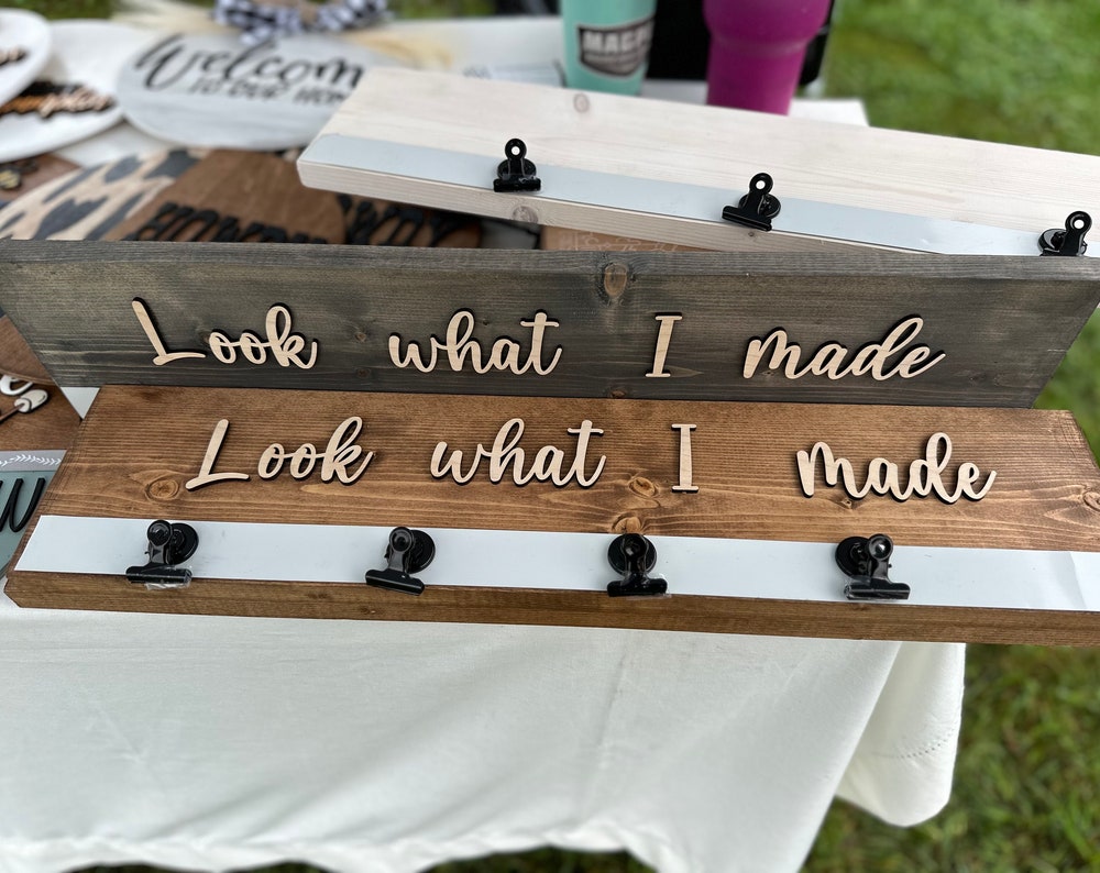 Personalized Kids Artwork Display: Wooden Magnet Board