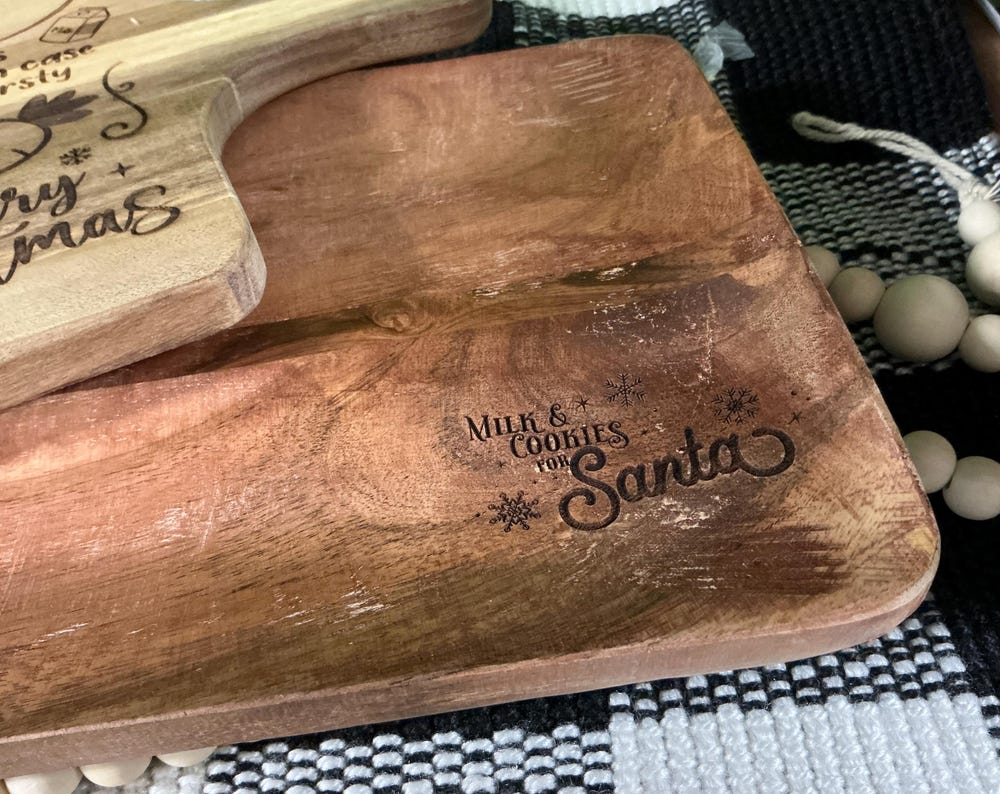 Engraved Wood Santa Snack Board: Rustic Christmas Cookie Tray